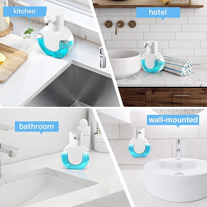 2 Pack Automatic Liquid Soap Dispenser,14.2oz/420ML Touchless Automatic Soap Dispenser,Rechargeabled Wall Mounted Smart Pump for Bathroom Kitchen