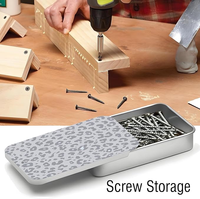 Portable Dental Floss Case, Refillable Cute Travel Floss Dispenser for Men & Women, Pocket Travel Floss Picks Case for Purse, Backpack, Bag Grey Leopard