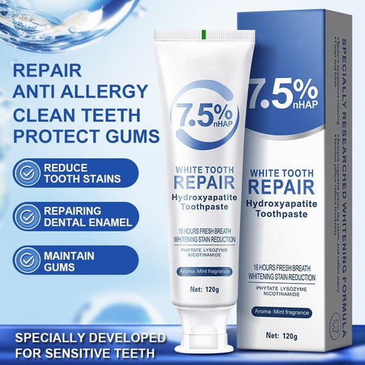 7.5% Hydroxyapatite Toothpaste for Enamel Protection, Fluoride-Free Formula with Gentle Mint, for Sensitive Teeth, Daily Protection, Long-Lasting Fresh Breath, 4.23 Oz (2)