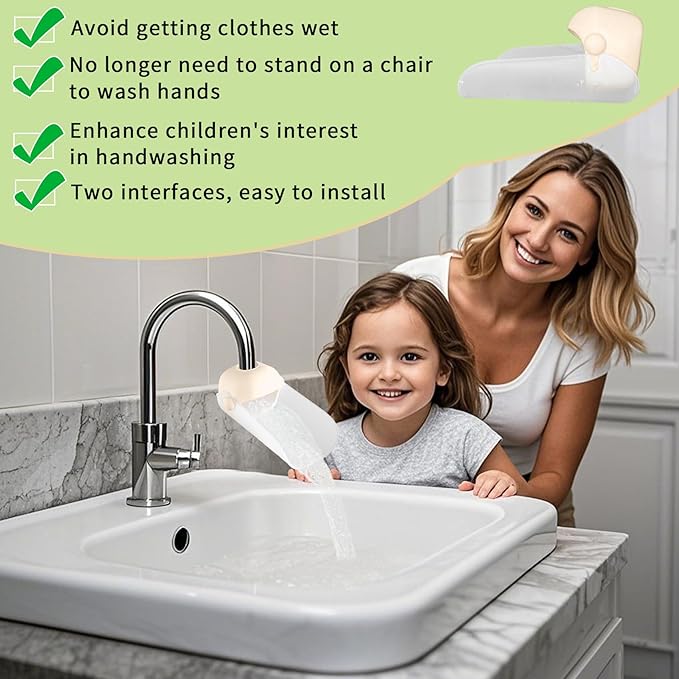 KOMIDK Faucet Extender for Bathroom Sink Faucet Extender for Toddlers Bathroom Sink Kitchen Bathtub (Apricot)