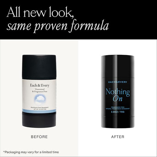 Each & Every Aluminum Free Deodorant for Men & Women - All Natural Deodorant for Sensitive Skin, EWG Verified - Clean, Baking Soda-Free, Plant-Based Fragrance, Unscented Fragrance-Free, 2.5oz