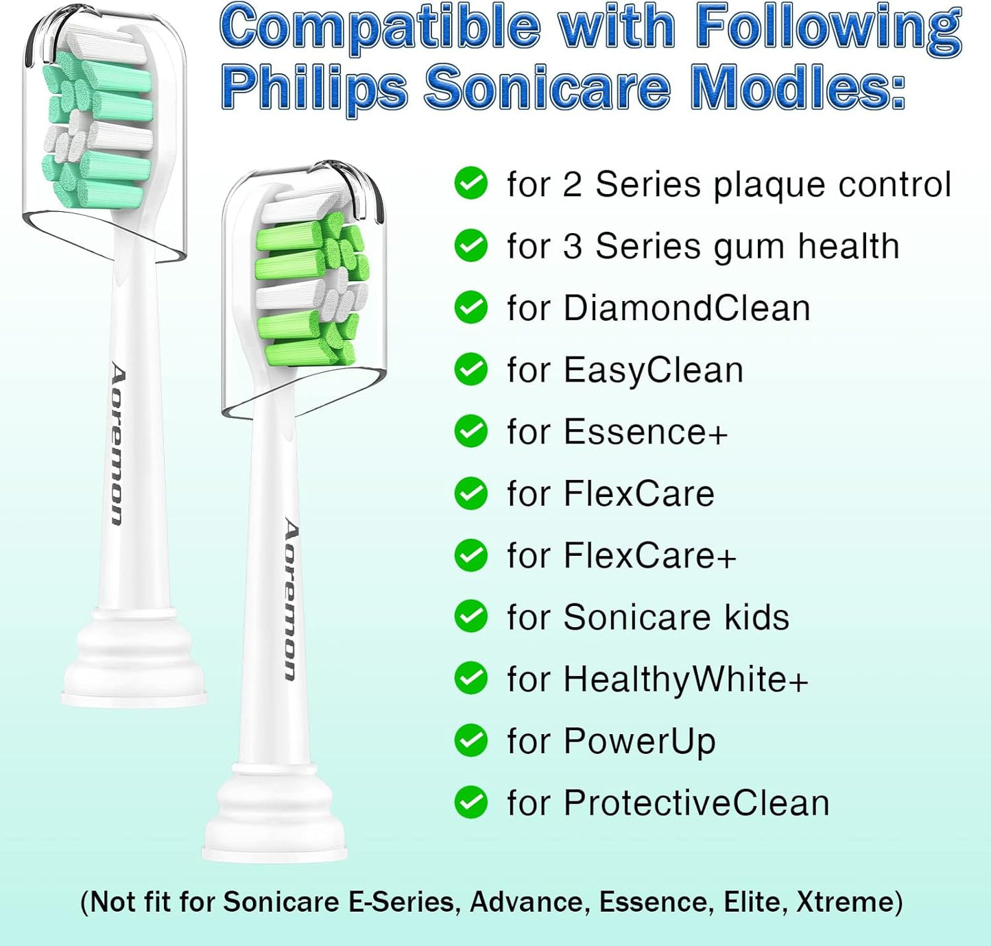 Aoremon Replacement Heads for Sonicare Philips Toothbrush: Compatible with Sonicare DiamondClean HX6063/65, 2 Series Hx9023/65 and Other Click on Electric Toothbrush