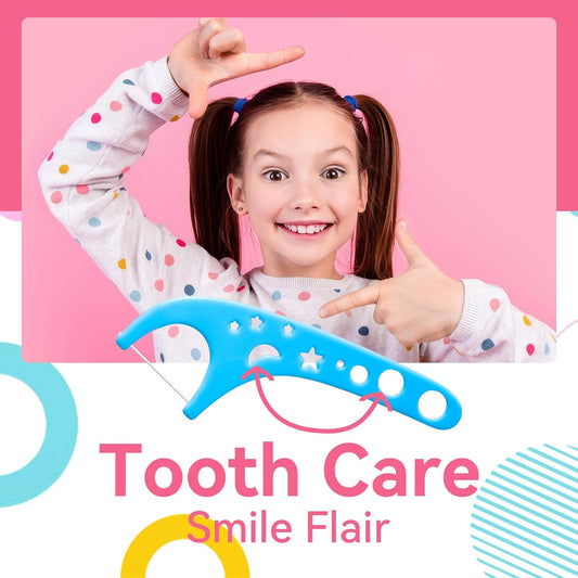 FAMILIFE Kid Floss Picks, Kid Flossers Without Fluoride, Dental Floss Picks with 4 Travel Handy Cases, Unflavored 120ct