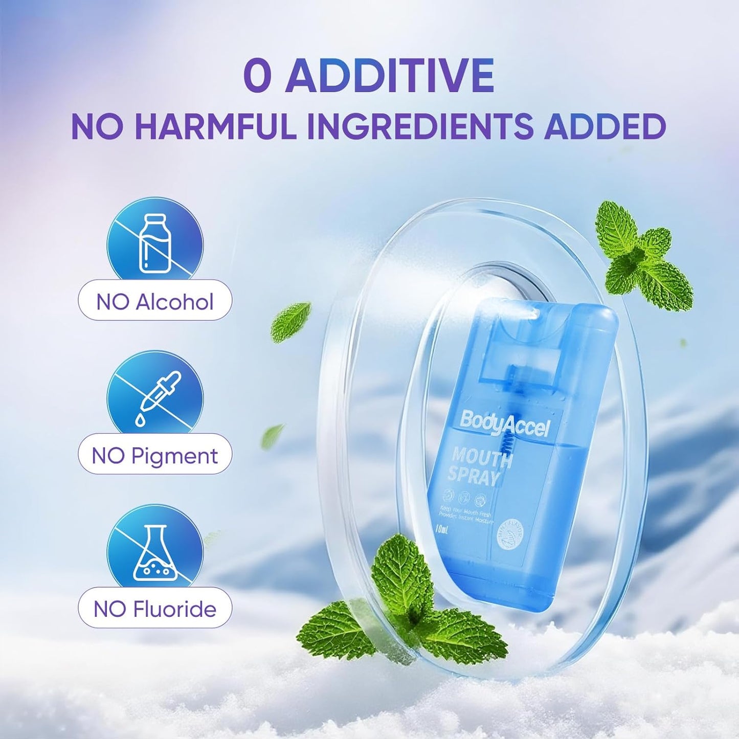 BodyAccel Dry Mouth Spray, Breath Spray for Bad Breath, Portable Mint Mouth Spray Fresh Breath in 3 Seconds 2 Pack (0.7oz)