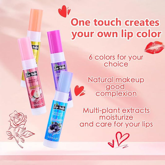Fruit flavor lip balm,6 pack Natural Soft All-Day Moisturizer with Vitamin E and Coconut Oil,100% Natural & Organic Lip Balm Sticks for repair chapped lips or dry lips