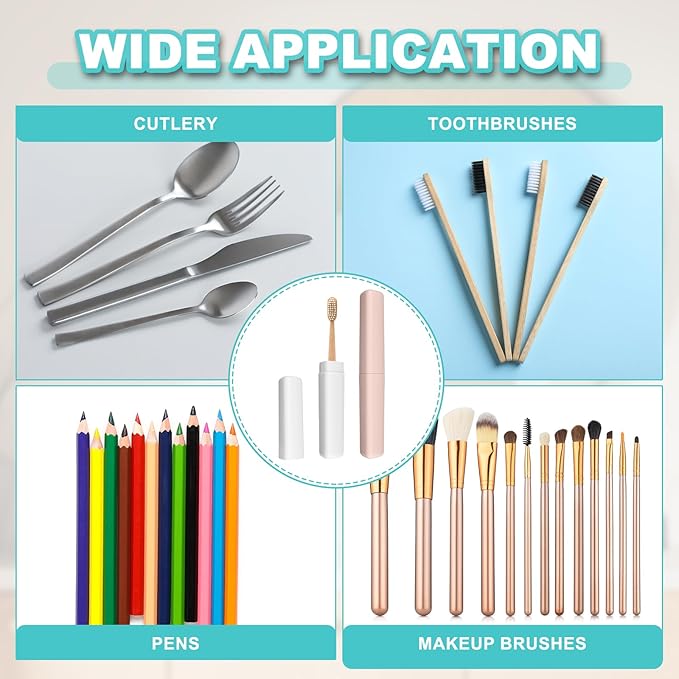 uxcell 4Pcs Travel Toothbrush Case, 8.27 x 1.38 Portable Travel Toothbrush Holder, Plastic Toothpaste Container for Bathroom, Gym, Business Trip, Camping, Pink/Beige