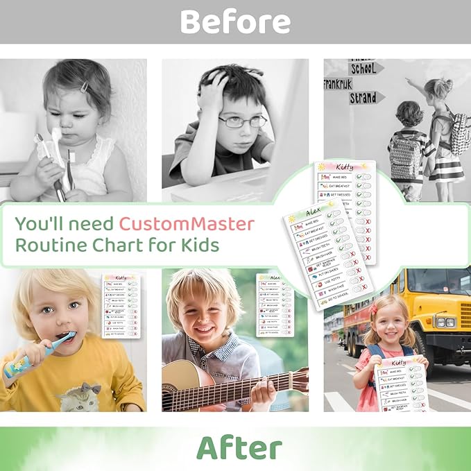 Upgraded Slider Dry Erase Chore Chart for Kids, Whiteboard Magnetic Chore Chart for 2 Kids, Reusable Morning/Bedtime Routine Chart for Kid Toddlers Teens Adult, Visual Schedule for Kid with Autism