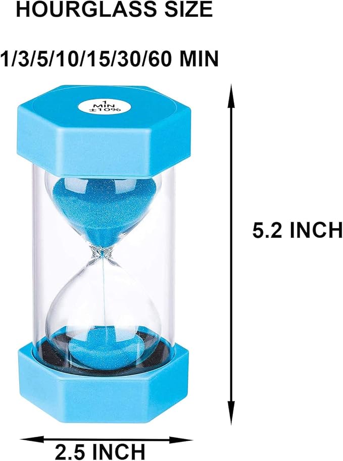 Colorful Sand Clock 3 Minute,Small Blue Sand Watch 3 Min,Plastic Hour Glass Sandglass for Kids, Games, Classroom, Kitchen, Decor