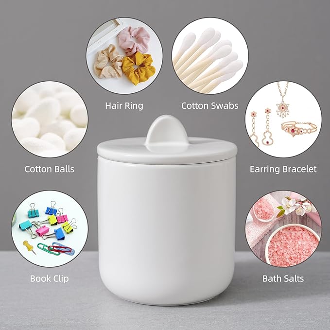 Ceramic Bathroom Accessories Set,Foam Soap Dispenser and Toothbrush Holder Set, Soap Dish, Apothecary Jars,4 Pieces for Home Apartment Modern Bathroom Decor Vanity Countertop(White Set - Foam)