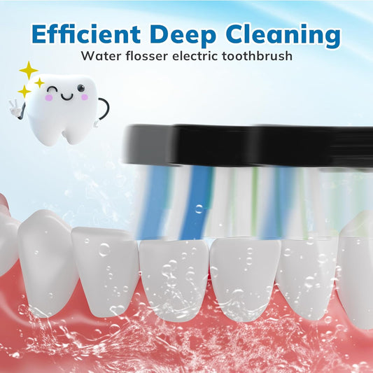 6 Pack Replacement Replacement Brush Heads for Waterpik Sonic Fusion Flossing Toothbrush Compatible with Sonic Fusion SF01/SF02 and Sonic Fusion 2.0 SF03/SF04- Black with Caps