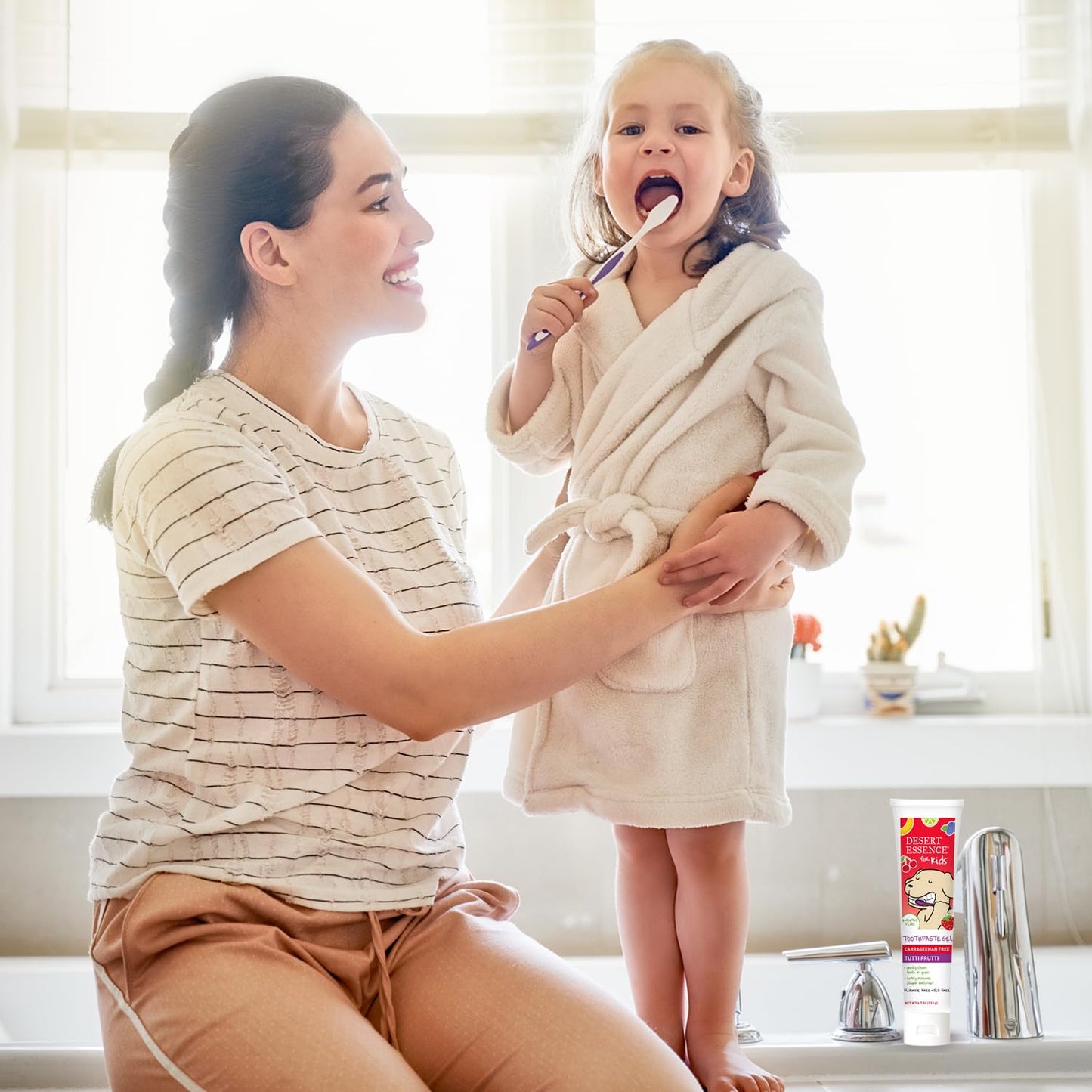 Desert Essence Fluoride-Free Toothpaste Gel for Kids - Tutti Frutti Flavor - Safe for Toddlers and Babies - Gluten-Free, SLS-Free, Non-Fluoride - Safe to Swallow with Xylitol and Aloe, 4.7oz