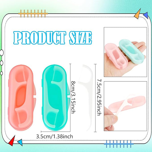 36 Pack Travel Floss Dental Cases with 360 Pcs Toothpick Flossers Portable Picks Individually Sealed Refillable Storage Box for Adults Teeth Cleaning Ideal for Family Hotel Office (Green, Pink)