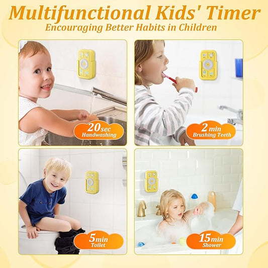 Timer for Kids Brushing Teeth Toothbrush: for Kids Toothbrush Shower Handwashing Toilet - Toddler Timer 2 5 15 Minutes 20 Seconds - Yellow