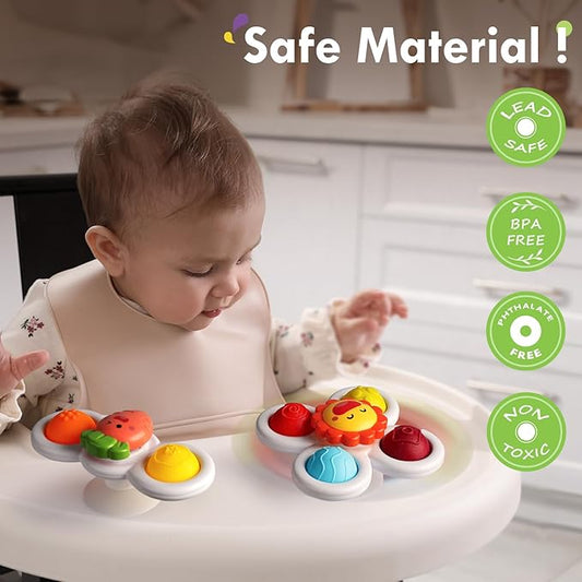 ALASOU 3PCS Pop Suction Cup Spinner Toys for 1 Year Old Boy Girl|Novelty Spinning Tops Toddler Stocking Stuffers|Baby Bath Toy for Kids Ages 1-3|1 Year Old Boy Christmas Birthday Gift for Infant