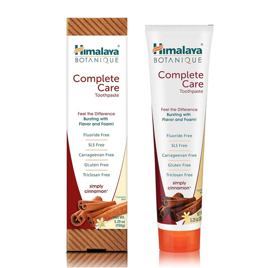 Himalaya Botanique Complete Care Toothpaste, Herbal, Cinnamon Flavor, Fights Plaque, Freshens Breath, Fluoride Free, No Artificial Flavors, SLS Free, Cruelty Free, Foaming, 5.29 Oz, 2 Pack
