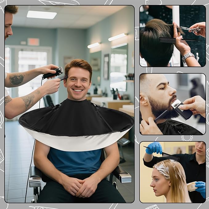 FEBSNOW Hair Cutting Cloak Cape, Professional Adjustable Haircut Cape Foldable Umbrella for Adults Kids Home Salon Barber Hairdressing Supplies