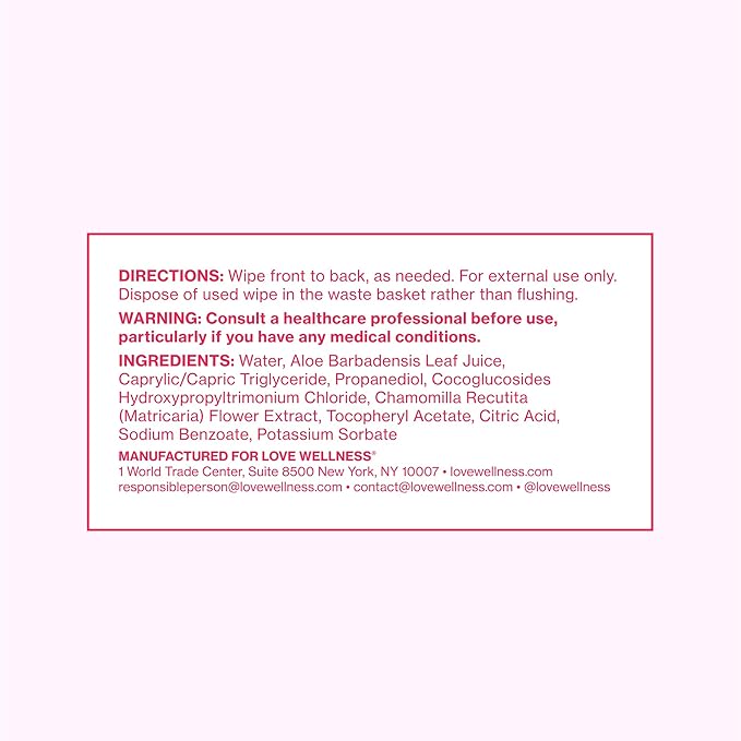 Love Wellness pH Balancing Wipes for Women | Feminine Hygiene for Cleansing with Aloe Vera | Fragrance-Free Intimate Health | Moisturizing, Soothing & Calming for Sensitive Skin | Travel Size | 2-Pack