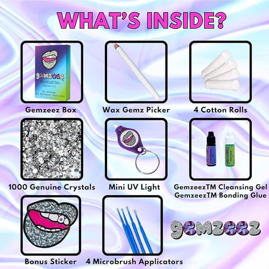 Gemzeez Original DIY Tooth Gemz Starter Kit – Temporary Cosmetic Crystal Gems for a Sparkling Smile – Easy At-Home Application