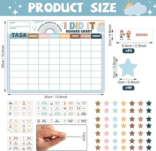 Magnetic Reward Chart for Kids at Home Boho Rainbow I Did It Motivate Behavior Reward Chart System Magnetic Behavior Tracker Boho Incentive Chore Pad to Develop Responsibility and Good Habits