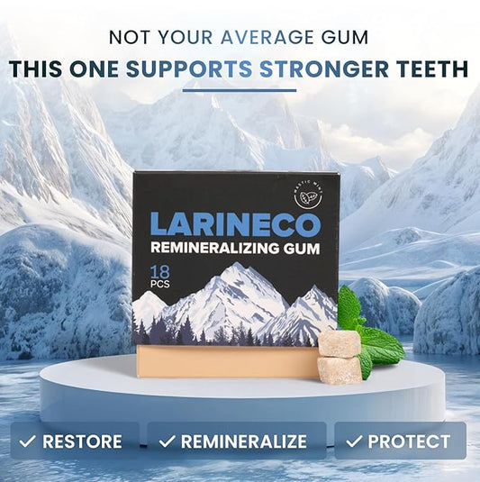 Larineco Remineralizing Gum with Nano Hydroxyapatite & Xylitol – Sugar-Free Xylitol Gum – Plastic-Free, Dye-Free, Aspartame-Free – Natural Base – 36 Pieces, Mastic Mint