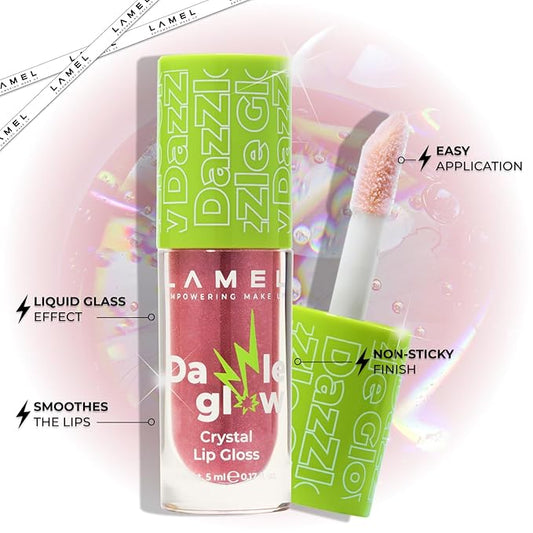 Lamel Dazzle Glow Crystal Clear Lip Gloss - Hydrating Lip Gloss - Non Sticky - Colored - Moisturizing - №404 You Can