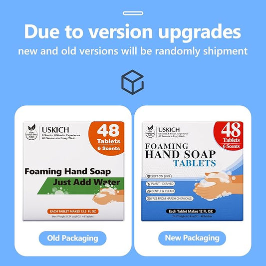 USKICH 48 Pack Foaming Hand Soap Tablet - Eco Friendly Cleaning Products,Variety Scents Refills Soap Tablets (48x8 Fl oz bottles)