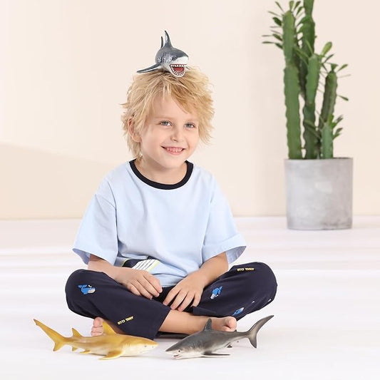 Gemini&Genius Sea Animal Great White Shark Action Figure Megalodon Shark Model Toy Soft Rubber Realistic Ocean Shark Educational and Role Play Toys for Kids and Collectors (Great White Shark)