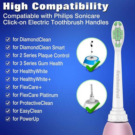 Replacement Heads for Philips Sonicare Toothbrush, Replacement Brush Heads Compatible with Phillips Sonicare Electric Toothbrush, 4-Pack, White