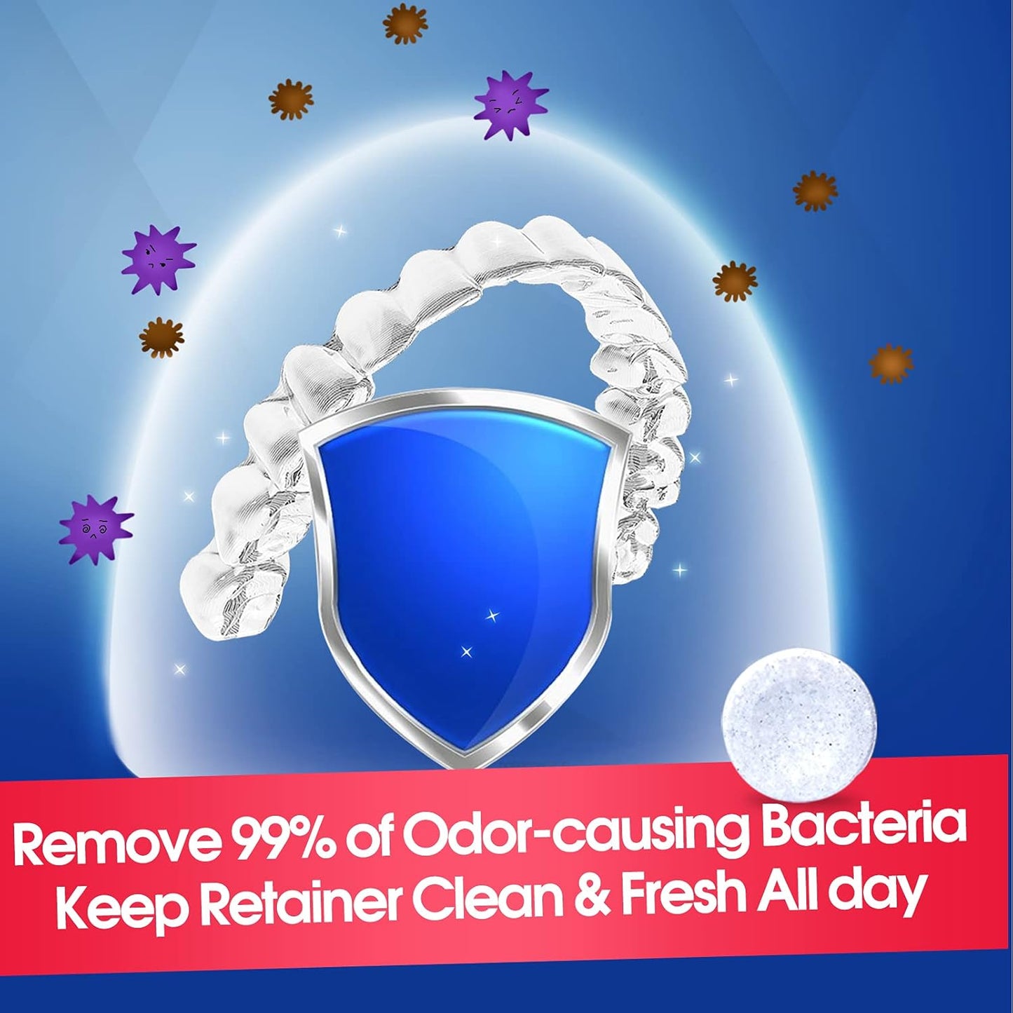 Retainer & Denture Cleaner Tablets - 1 Months Supply (36 pcs) Dental Retainers for Aligner - Mouth & Night Guards - False Teeth Whitening - Removes Odor & Plaque