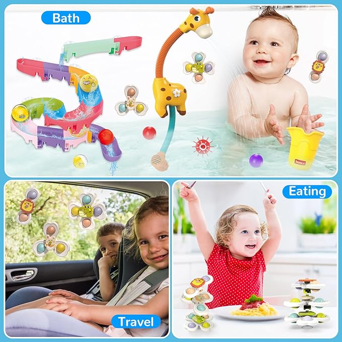 Mostop Toddler Bath Toys for Kids Ages 4-8 - Duck Slide Baby Bathtub Toys with Shower Head - Fun DIY Suction Cup Bathtub Time Wall Track Building Set- Birthday Gift for Baby Boys Girls 3+ Year Old