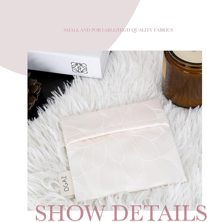 DGAZ Sanitary Napkin Storage Bag, Period Bag for Teen Aged Girls, Portable Period Bag for Panty Liners/Menstrual Cup/Small Tampons,Mini Makeup Bag for Purse(Snowflake)