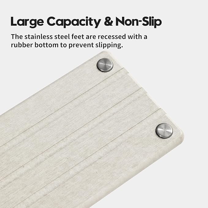 2 Pack Fast Drying Water Absorbing Diatomite Stone Mat Tray for Kitchen & Bathroom Counter - Instant Dry Sink Caddy Organizer - Vanity Holder for Soap and Sponge – Beige Gray 10" x 4"