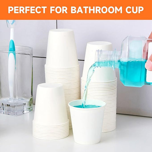 3000 Count 3 oz Small Paper Cups, Bathroom Paper Cups, Mouthwash Cups, Perfect for Bathroom