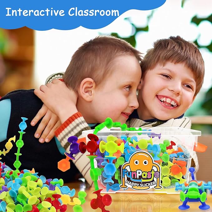 165Pcs Suction Cup Toy Bath Sensory Toys for Kids Genius Suckers Building Toys Party Favor Gift for 3 4 5 6 Year Old Boy Girl Toddler Travel Fidget Window Toy with Storage Organizer