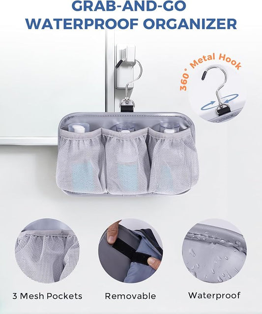 WANDF Toiletry Bag for Men, PU Leather Travel Organizer with Detachable Waterproof Hanging Pouch, Open-Flat Dopp Kit Shaving Bag with Wet Pocket for Travel Toiletries Accessories (Dark Gray)