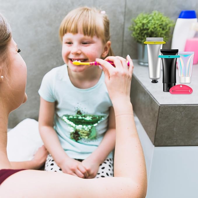 8 Pcs Toothpaste Squeezer Plastic Toothpaste Tube Squeezer Holder Clip Roller Tool for Bathroom Saving Facial Cleanser Creams Paint (Colorful)