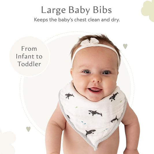 Bamboo Little Baby Bibs (Pack of 2) - Bibs with Adjustable Snaps- Absorbent Terry Backing