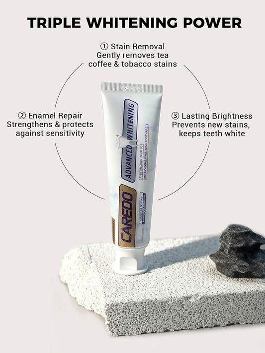 Triple Whitening Toothpaste for Sensitive Teeth, Gentle Fluoride-Free Nano-Hydroxyapatite & Advanced Enzyme, Deep Clean Stain Removal, Lasting Brightness Remineralizing Toothpaste, Minty 3.52OZ