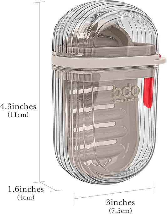 2 Pack Travel Soap Case, Leak Proof Bar Soap Holder with Drainer Tray, Portable Soap Dish Container for Shower, Gym, Camping & Travel (Clear)