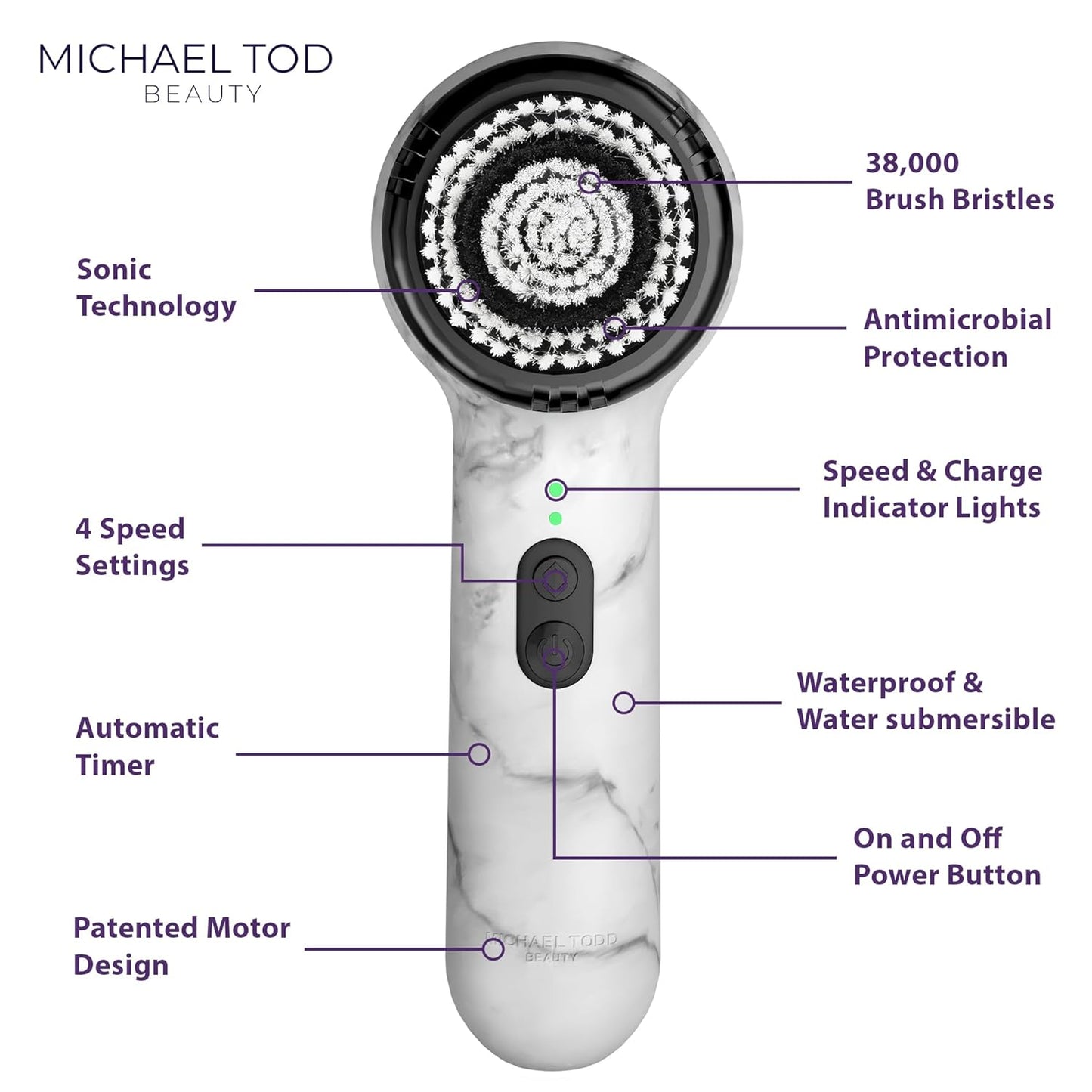 Michael Todd Beauty Soniclear Allure 2024 Best of Beauty Winner Facial Cleansing + Exfoliation Brush System with 4 speeds, Serum Infusion Head + Travel Case