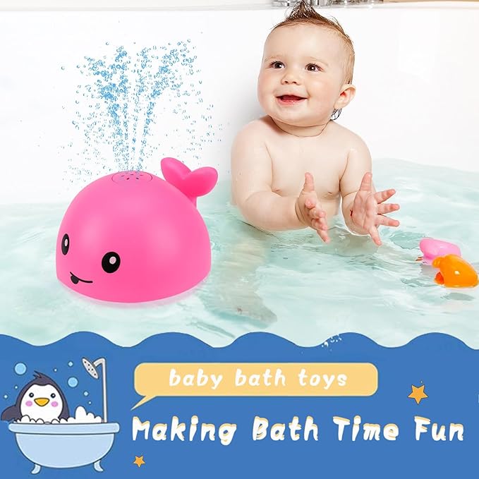 Gigilli Baby Bath Toys, Bath Toys for Kids Ages 1-3, 1 Year Old Girl Gifts Christmas Stocking Stuffers for Babies 6-12-18 Months, Light Up Whale Bath Toy Sprinkler Toddler Birthday Bathtub Water Toy
