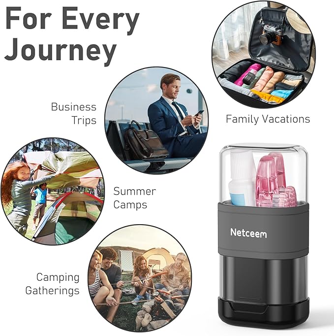 Toothbrush Travel Case Kit,Portable Folding Tooth Brush Holder and Toothpaste Cover Container with Mouthwash Cup, Oral Clean Tools Organizer for Traveling, Bathroom, Camping, Business Trip(1Pack)