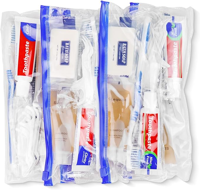 Pack of 3 Hygiene Kit, Hygiene Kit Bulk, Individually Packed, Travel Hygiene Kit with Toothbrush, Toothpaste, Comb, Shampoo, Soap and Floss Picks, Home, Suitable for Hotel, Camping, Travel
