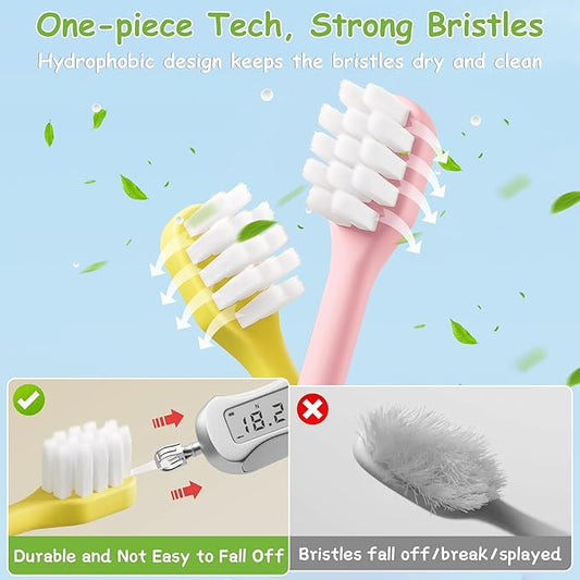 Kids Toothbrushes 4 Pack, Extra Soft Toddler Toothbrush 1-12 Years, Cute Mushroom Baby Toothbrush Multicolor Infant Training Tooth Brush Complete Tooth and Gum Care, Easy to Grip