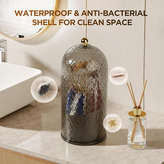 3 Slots Toothbrush Holders with Lid, Rotating Concealed Tooth Brush Holders for Bathroom, Countertop Toothbrush Holder with Cover, Toothpaste Holder for Bathrooms, Makeup Brush Holder(Black)