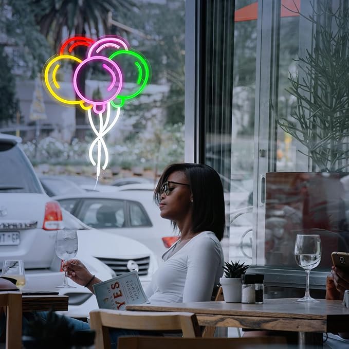 Balloon Neon Sign Beautiful Balloon Led Sign Neon Light for Wall Decor Dimmable USB Powered Multicolored Balloon Light Up Sign for Home Kids Room Wedding Birthday Party Wall Aesthetic Decor