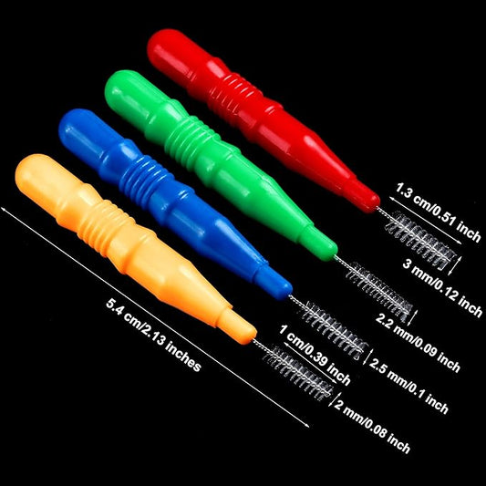BBTO 100 Pcs Braces Dental Brush Flosser for Cleaner Interdental Brush Toothpick Tooth Flossing Head Oral Dental Toothpick Cleaners Cleaning Tool(Red, Blue, Light Green and Orange)