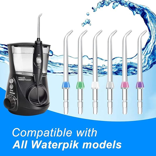 Water Flosser Replacement Tips, Replacement Classic Jet Tips for Waterpik Flosser Oral Irrigator & Dental Flosser (6 Classic Jet Tips)