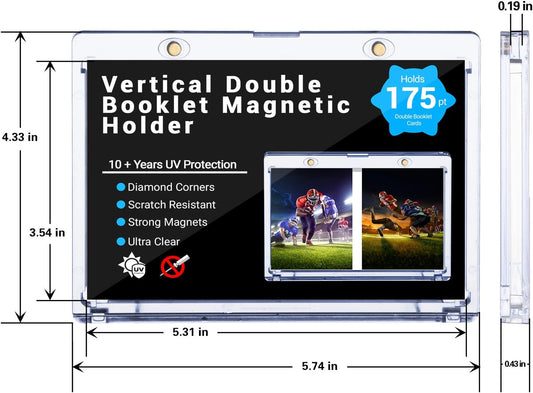 2-Pack Vertical Booklet Magnetic Card-Holder - 175PT Booklet Case-UV Protection, One Touch Booklet Magnetic Card Holder Fit for National Treasure Cards, Script Cards Storage and Playbook Cards Display