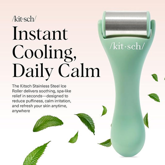Kitsch Ice Roller for Face – Stainless Steel Face Ice Roller to Reduce Puffiness, Redness & Headaches – Cooling Facial Roller for Skin Care, Irritation Relief & Spa-Like Experience at Home - Mint